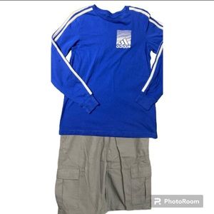 The Children's Place Gray boys Shorts Adjustable Size 14 and Adidas tshirt Sz 14